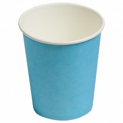 Бумажные стаканчики однотонные, голубой, 180 мл, 6шт.