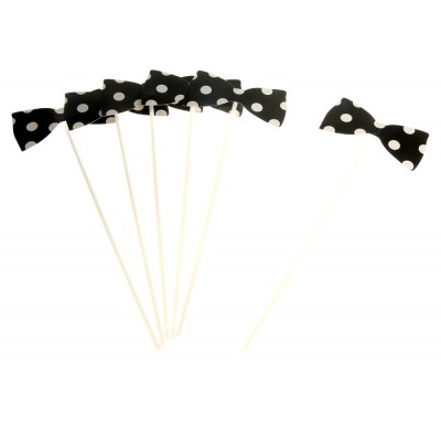 Аксессуары для фотосессии на палочке "Бабочка" в горох, цвет: черный