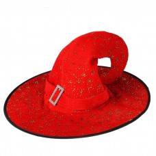 Карнавальная шляпа ведьмочка звезды красная 30*40*40