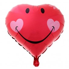 Шар фольгированный сердечко улыбка с цветком