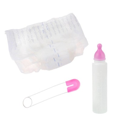 Прикол набор "Младенца", для взрослых 3 предмета: бутылка, булавка, подгузник, цвет розовый