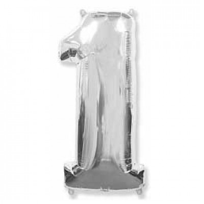 Фольгированный шар цифра 1, (40"/102 см),Серебро