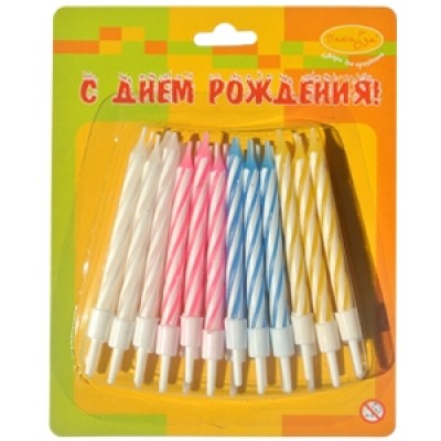 Свечи с держателями 24 шт, 6 см