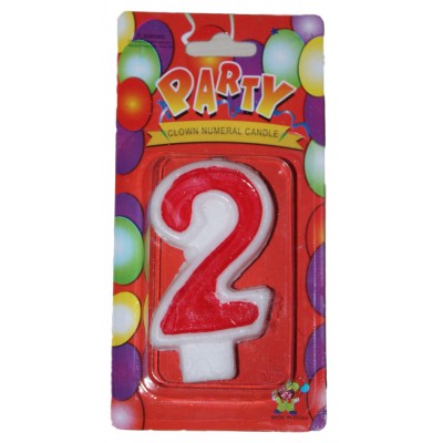 Свеча цифра 2 красная