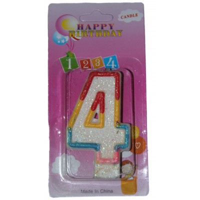 Свеча цифра 4 блёстки