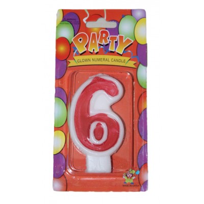 Свеча цифра 6 красная Свеча цифра 6 красная