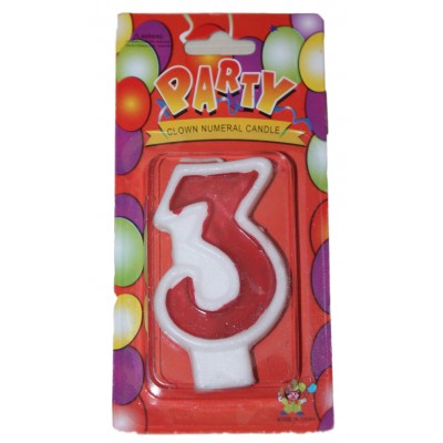 Свеча цифра 3 красная