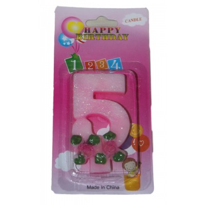 Свеча цифра 5 розы