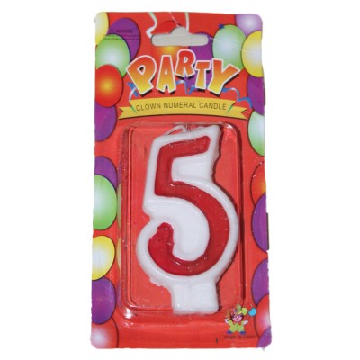 Свеча в торт цифра 5 красная Свеча в торт цифра 5 красная