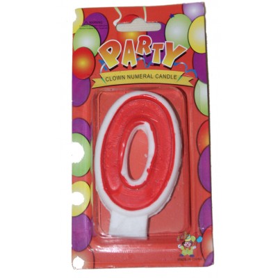 Свеча цифра 0 красная