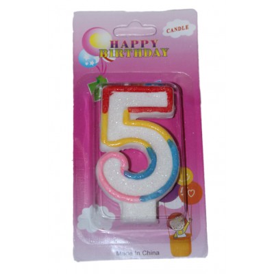 Свеча цифра 5 блёстки