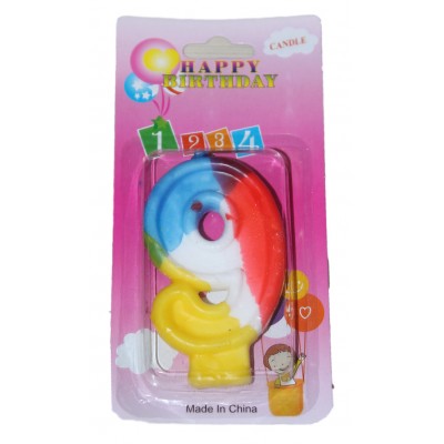 Свеча в торт цифра 9 цветная