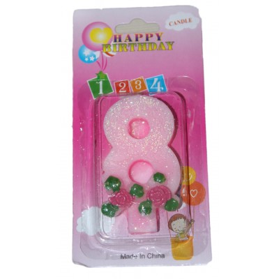 Свеча в торт цифра 8 розы