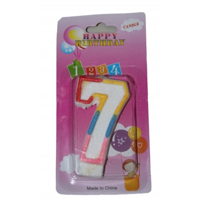 Свеча в торт цифра 7 блёстки