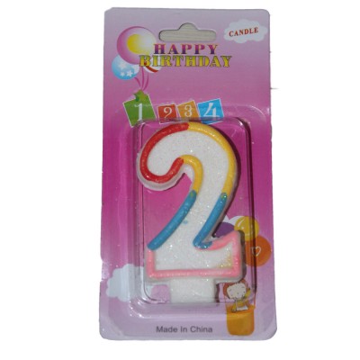 Свеча цифра 2 блёстки