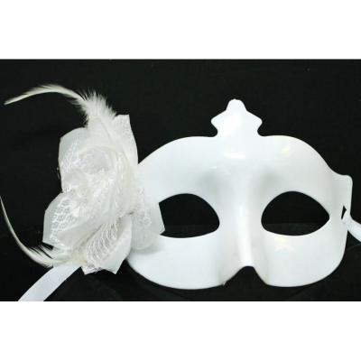 Карнавал маска белая с цветком