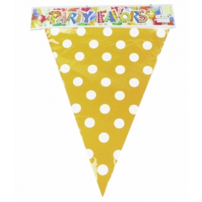 Гирлянда флажки желтая в горох