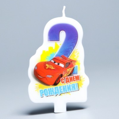 Свеча в торт Дисней "С днем рождения" цифра 2 Тачки Свеча в торт Дисней "С днем рождения" цифра 2 Тачки