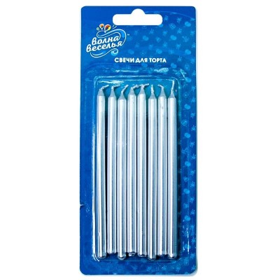 Свечи Серебро, 12 см, 8 шт