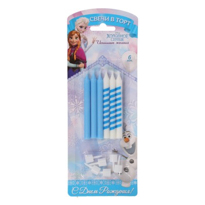Свеча в торт Дисней "С Днем Рождения", Холодное сердце, (набор 6 шт)