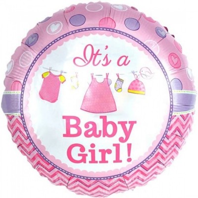 Шар (18''/46 см) Круг, С Рождением Малышки!, Розовый, 1 шт.