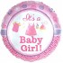 Шар (18''/46 см) Круг, С Рождением Малышки!, Розовый, 1 шт.