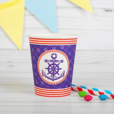 Бумажный стакан "Морской", Якорь, 250 мл Бумажный стакан "Морской", Якорь, 250 мл