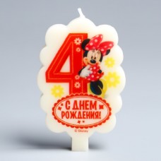 Свеча в торт Дисней 4 "С Днем Рождения", Минни Маус