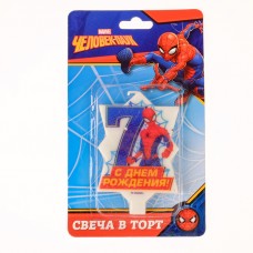 Свеча в торт 7 "С Днем Рождения", Человек-паук, 5.1 х 7.9 см