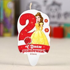 Свеча в торт цифра Дисней 2 "С Днем Рождения", Принцессы: Белль