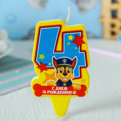 Щенячий патруль. Свеча в торт "С Днем рождения", PAW Patrol