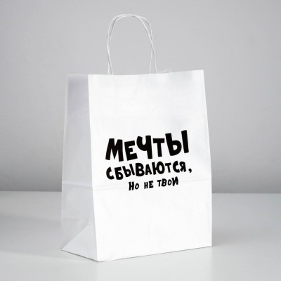 Пакет подарочный с приколами «Мечты сбываются, но не твои», 24 х 14 х 30 см