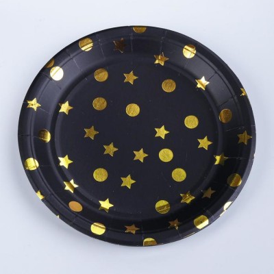 Тарелка бумажная «Конфетти», набор 6 шт., цвет чёрный