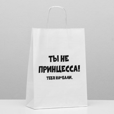 Пакет подарочный с приколами «Не принцесса», 24 х 10 х 33 см
