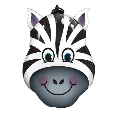 Фольгированная фигура шар Голова, Веселая Зебра, 1