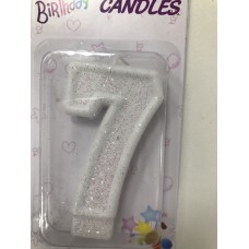 Свеча Белая с блёстками цифра 