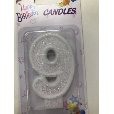 Свеча Белая с блёстками цифра 