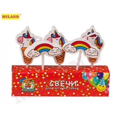 Свечи для торта "Единороги" 5 шт
